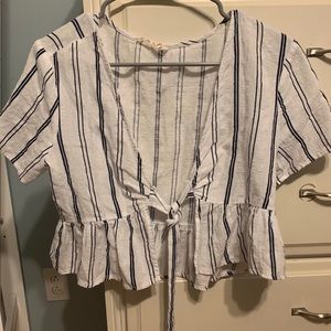 White and navy striped blouse
